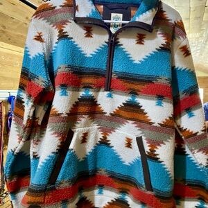 Womens Rockin C Aztec fleece 1/4 zip, NWT, large